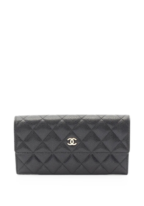 CHANEL Pre-Owned 2013-2014 matelassé bi-fold long wallet - Black