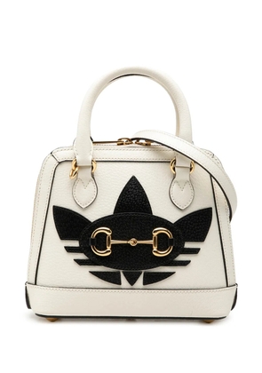 Gucci Pre-Owned 2016-2026 Adidas Mini Leather Horsebit 1955 Top Handle Bag satchel - White