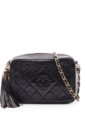 CHANEL Pre-Owned 1989-1991 diamond-stitch tassel shoulder bag - Black