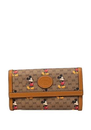 Gucci Pre-Owned 2016-2026 Disney Micro GG Supreme Mickey Mouse Continental Wallet long wallets - Brown
