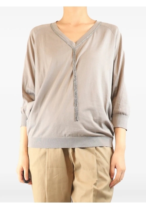 Brunello Cucinelli Vintage beaded knit top - Grey