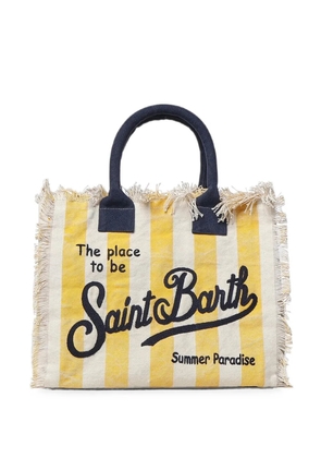 MC2 Saint Barth Colette striped frayed tote bag - White