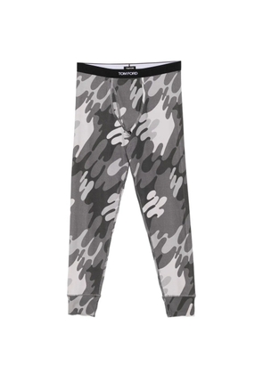 TOM FORD camouflage-print logo-waistband long johns - Grey