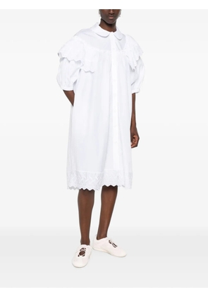 Simone Rocha ruffle-trimmed puff-sleeve shirt midi dress - White
