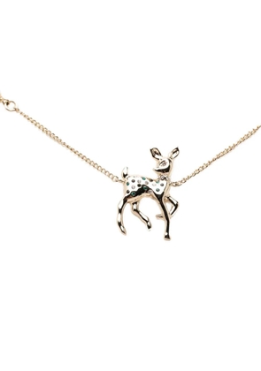 CHANEL Pre-Owned 2026 CC Gold Plated Faux Pearl Strass Deer Pendant Necklace costume necklace
