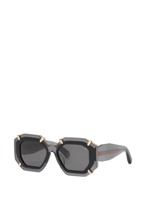 Philipp Plein Eyewear Supreme geometric-frame logo-plaque sunglasses - Grey