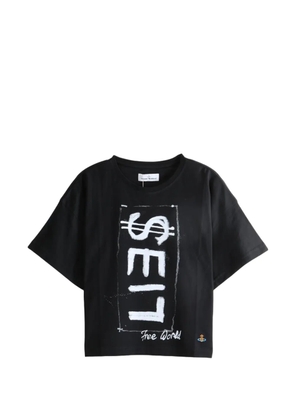 Vivienne Westwood Lies slogan-print orb-embroidered T-shirt - Black