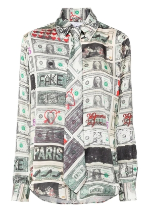 Vaquera dollar-print tie-detail shirt - Green