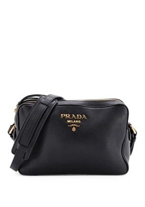 Prada Pre-Owned Double Zip Camera Bag Vitello Phenix Medium crossbody bag - Black