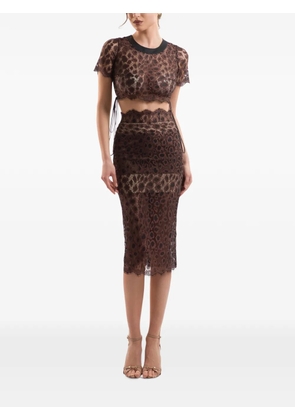 IMROSKA leopard-print lace-up blouse - Brown