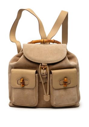 Gucci Pre-Owned 20th Century Suede Bamboo Drawstring backpack - Brown