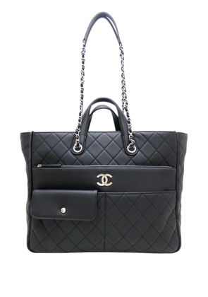 CHANEL Pre-Owned 2019 CC Quilted Calfskin Ultra Pocket Shopping Tote satchel - Black