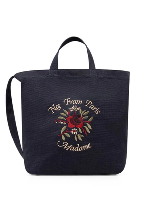 Drôle De Monsieur floral-embroidered tote bag - Blue