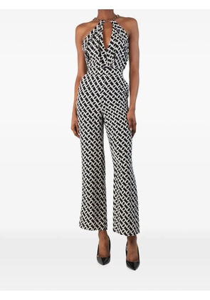 Diane Von Furstenberg Vintage geometric-print halterneck jumpsuit - Black