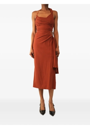 Jacquemus Pre-Owned Le Raphia draped midi dress - Brown
