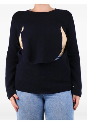 Comme Des Garçons Pre-Owned ribbed flap sweater - Blue