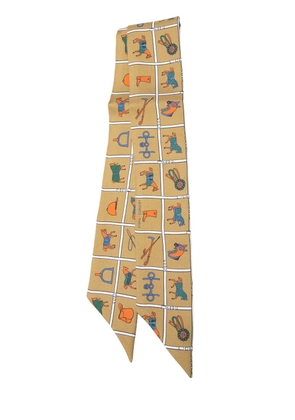 Hermès Pre-Owned 2010-2026 Couvertures et Tenues de Jour Silk Twilly Scarf scarves - Brown
