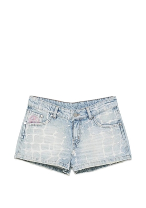 BLUE SKY INN crocodile-effect denim shorts
