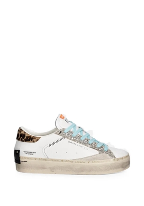 Crime London glitter-detail leopard-print sneakers - White