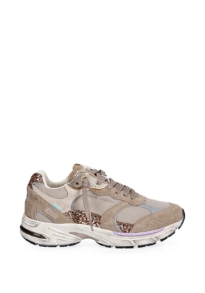 Crime London Fugitive 9094 glitter-embellished mesh-panelled sneakers - Neutrals