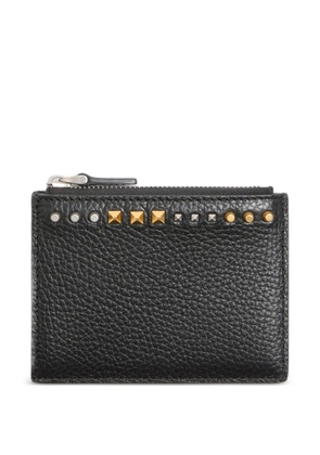 Valentino Garavani Rockstud grainy calfskin card holder - Black