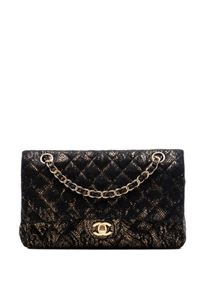CHANEL Pre-Owned 2010-2011 Medium Quilted Chevre and Lace Classic Double Flap shoulder bag - Black