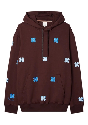 Paul Smith flower-embroidered hoodie - Brown