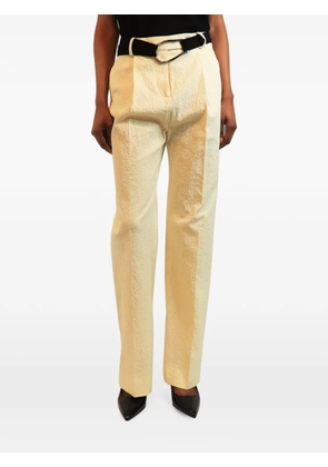 Victoria Victoria Beckham belted seersucker-texture trousers - Neutrals