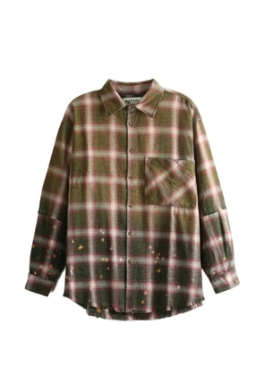 SATOSHI NAKAMOTO check-pattern frayed-hem shirt - Green