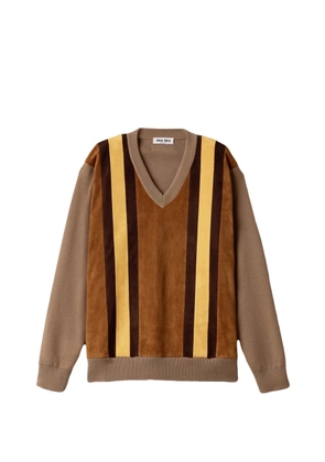 Miu Miu wool and suede sweater - Brown