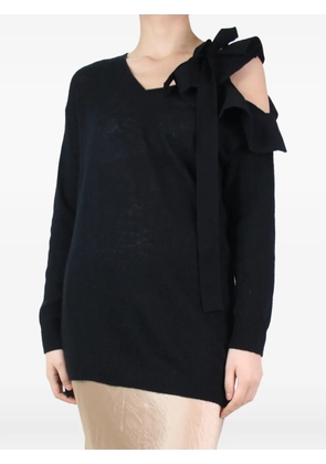 Valentino Garavani Pre-Owned ruffled V-neck open-shoulder sweater - Black
