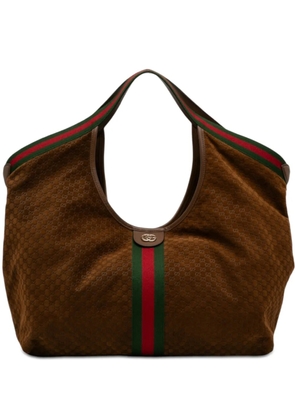 Gucci Pre-Owned 2016-2026 Large GG Suede Web Giglio tote bag - Brown
