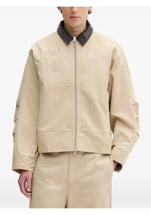 adidas Premium Essentials corduroy-collar embroidered bomber jacket - Neutrals