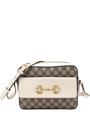Gucci Pre-Owned Horsebit 1955 Flap Pocket Camera Bag GG Coated Canvas and Leather Small crossbody bag - Neutrals