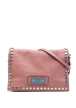 Prada Pre-Owned 2010-2026 Glace Calfskin Studded Etiquette Flap crossbody bag - Pink