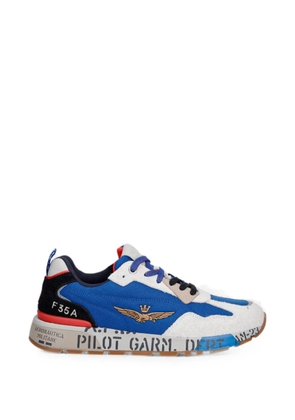 Aeronautica Militare logo-embroidered panelled low-top sneakers - Blue