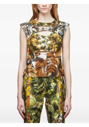 Rave Review floral-print cut-out top - Yellow