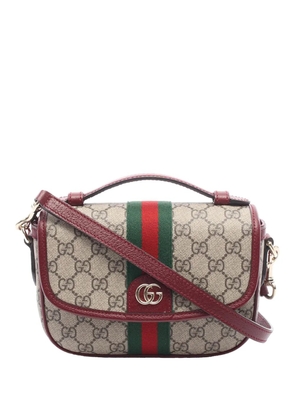 Gucci Pre-Owned 2016-2026 Small GG Supreme Web Ophidia Top Handle satchel - Neutrals
