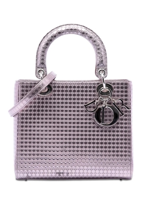Christian Dior Pre-Owned 2015 Medium Metallic Patent Microcannage Lady Dior satchel - Purple