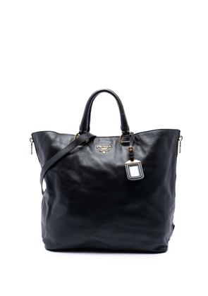 Prada Pre-Owned 2010-2026 Soft Calf Side Zip Open Convertible Tote satchel - Black