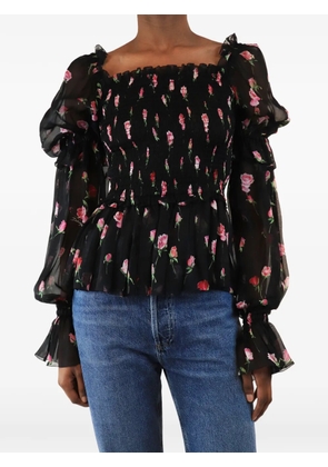 Dolce & Gabbana Pre-Owned shirred floral-print top - Black