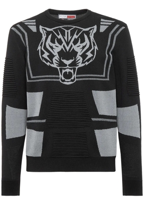 Plein Sport logo-print knitted jumper - Black