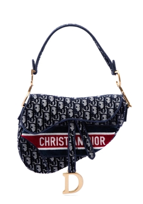 Christian Dior Pre-Owned 2021 Oblique Embroidered Velvet Saddle Bag shoulder bag - Blue