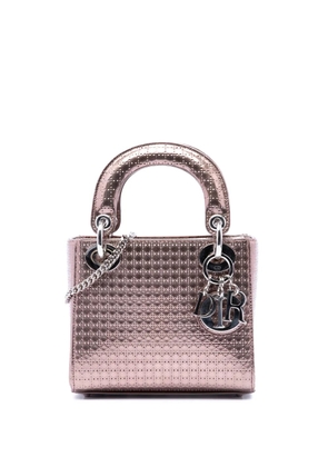 Christian Dior Pre-Owned 2017 Mini Metallic Patent Microcannage Lady Dior satchel - Pink