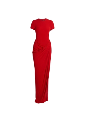 ERDEM ruched short-sleeve dress - Red