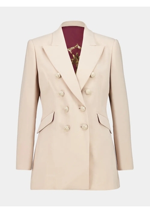 Johanna Ortiz Herencias Del Alma palm tree-embroidered double-breasted jacket - Neutrals