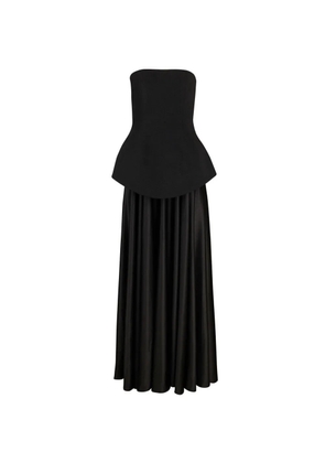 Solace London Oriana peplum-waist maxi dress - Black
