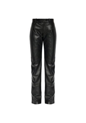 DSQUARED2 Black wash logo-plaque leather trousers
