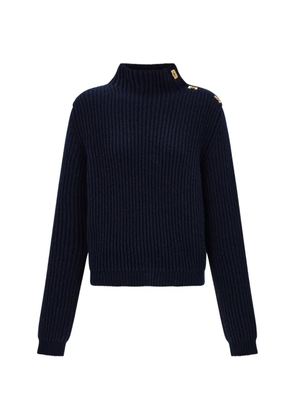 Ferragamo knitted sweater with gancini button detail - Blue