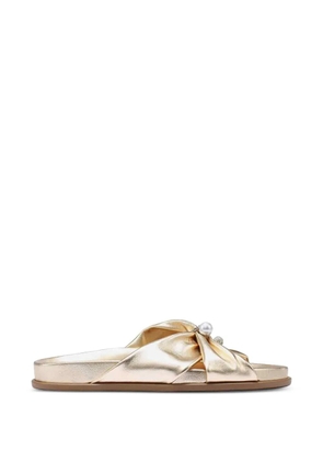 Jimmy Choo Rafi pearl-embellished leather sandals - Gold